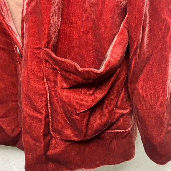 Free people burnt orange rust crush velvet woman's one button jacket sz MED - Picture 4 of 13
